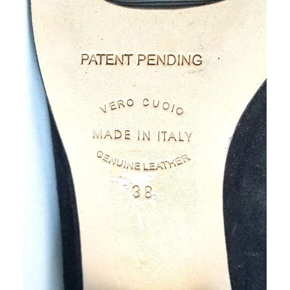 ANYI LU Ballet Flats Black Suede Leopard Calf Hair Sz 38 7.5 Cap Toe Italy - Picture 11 of 12